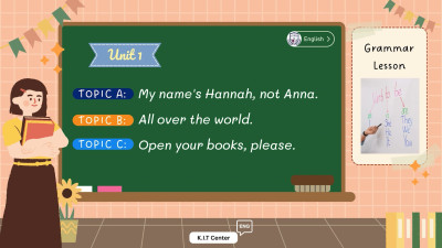 level 1 Unit 1 A.My name's Hannah, not Anna. B.All over the world. C.Open your books, please