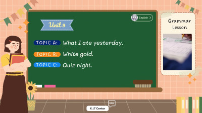 level 1 unit 9  A. What I ate yesterday. B. White gold. C. Quiz night