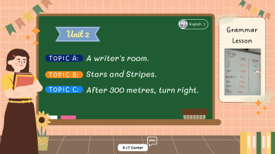 level 1 unit 2 A.A writer's room , B Stars and Stripes , C After 300 metres, turn right.